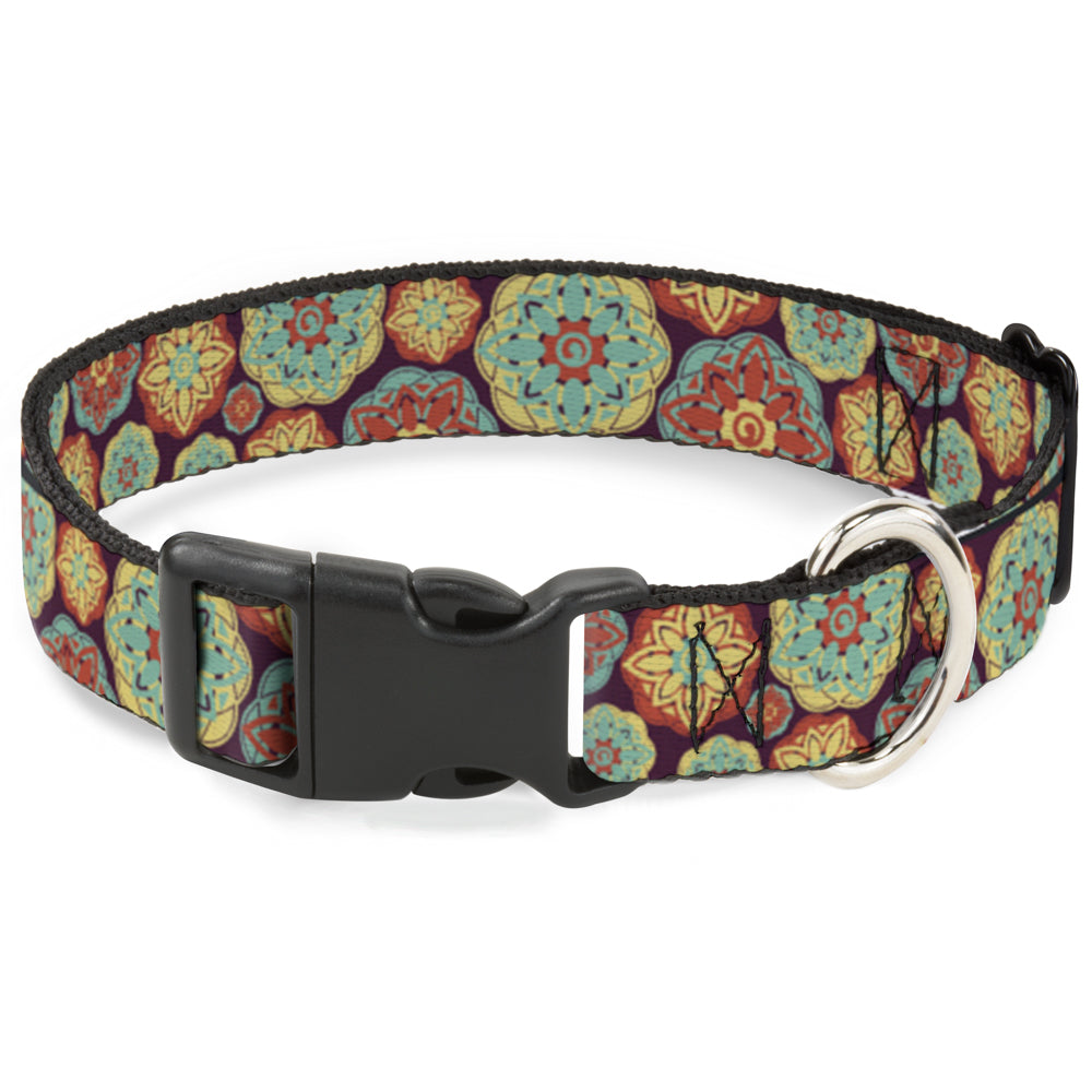 Plastic Clip Collar - Boho Mandala Burgundy/Yellow/Turquoise/Orange Plastic Clip Collars Buckle-Down