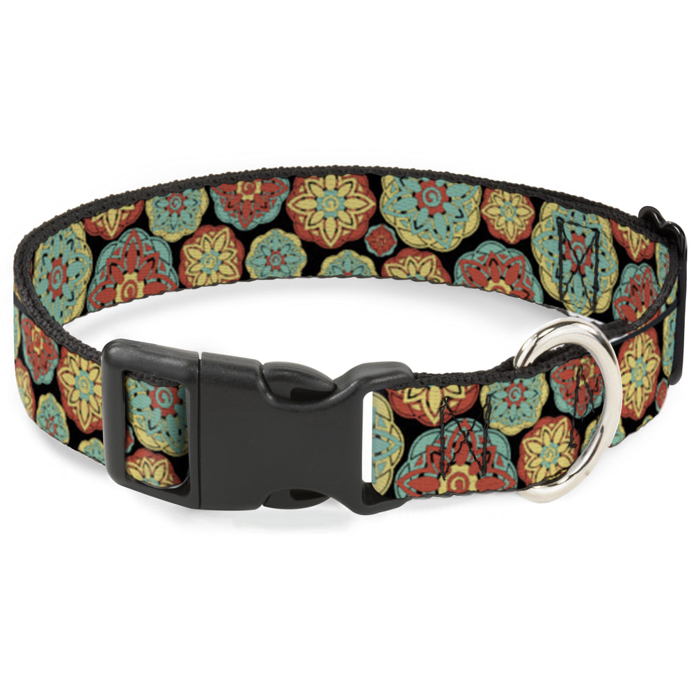 Plastic Clip Collar - Boho Mandala Black/Yellow/Turquoise/Orange Plastic Clip Collars Buckle-Down