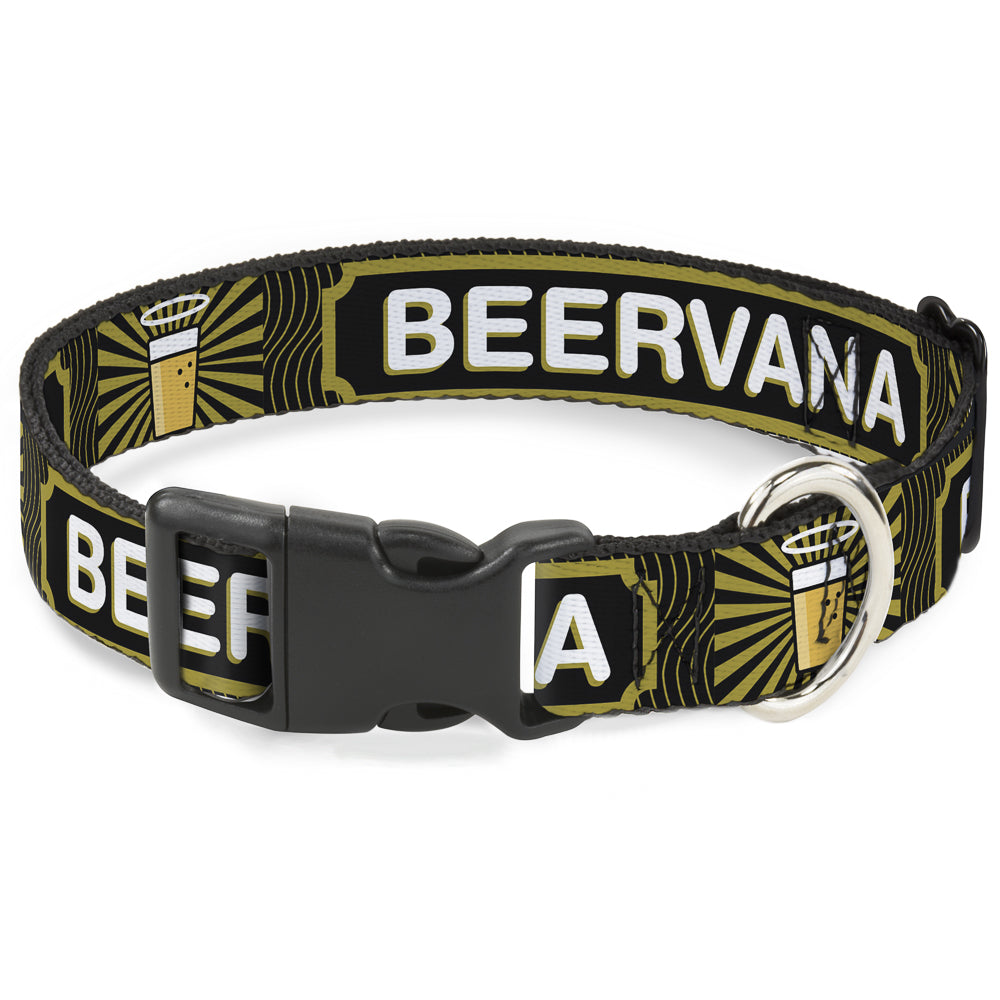 Buckle-Down Plastic Buckle Dog Collar - Beer Pint/BEERVANA Rays/Waves Black/Olive Plastic Clip Collars Buckle-Down