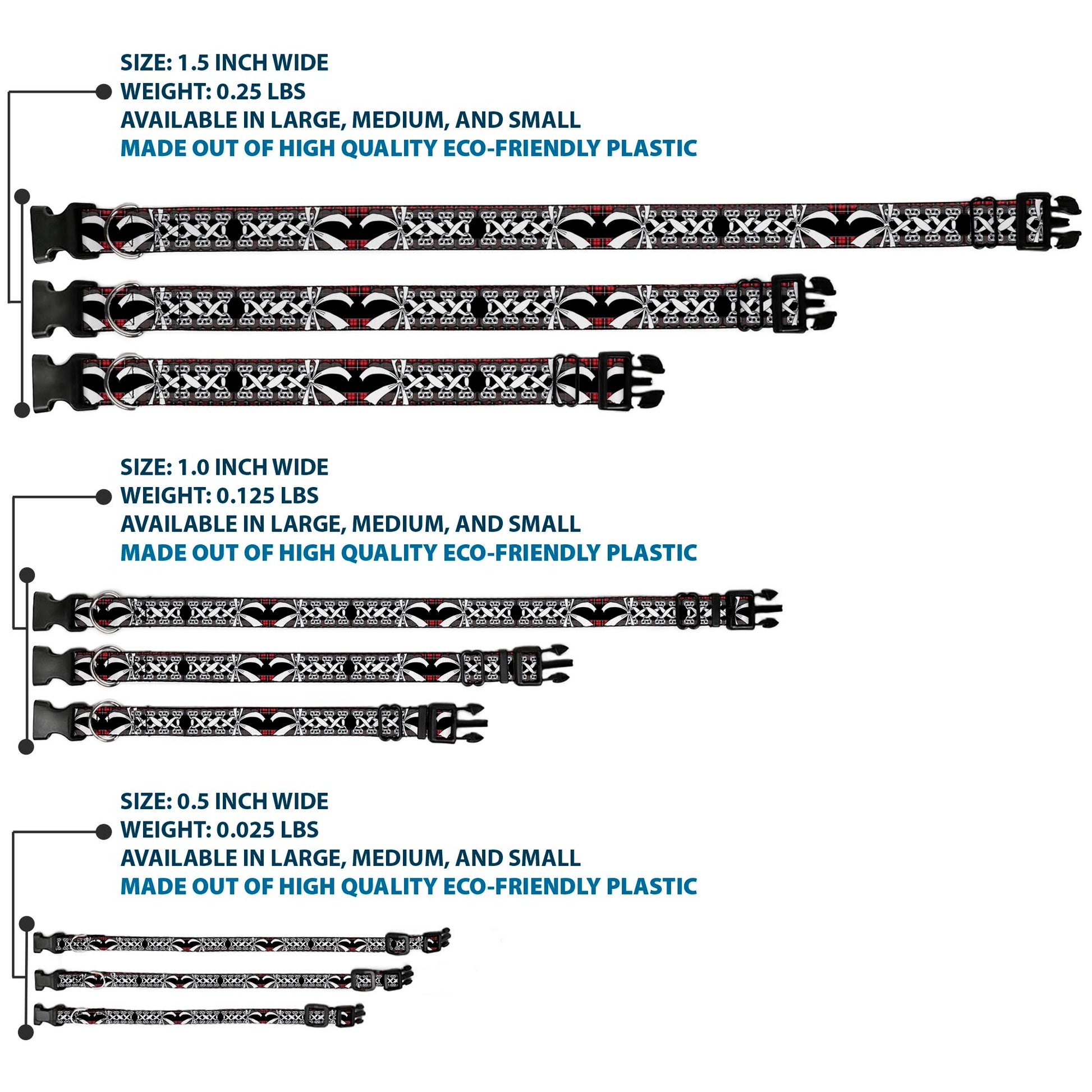 Plastic Clip Collar - Corset Lace Up w/Bow Red Plaid/Black Plastic Clip Collars Buckle-Down