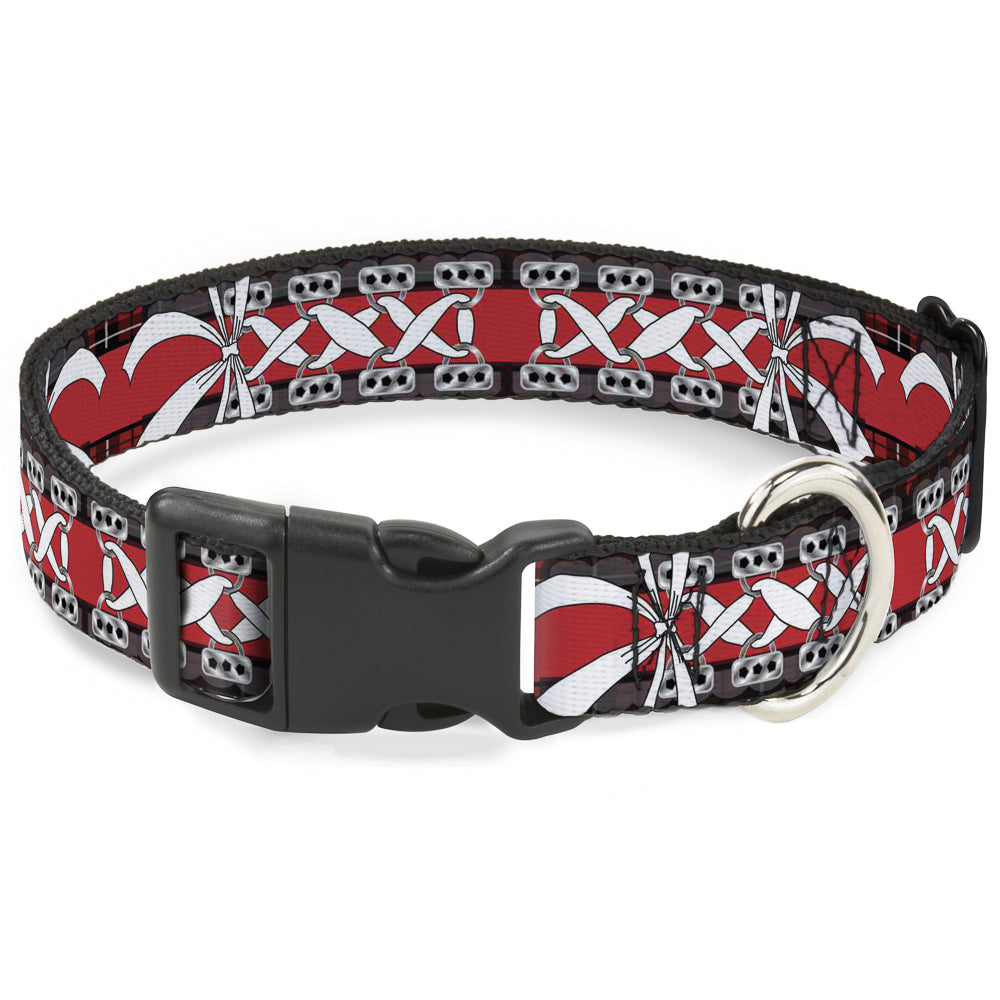 Plastic Clip Collar - Corset Lace Up w/Bow Red Plaid/Red Plastic Clip Collars Buckle-Down