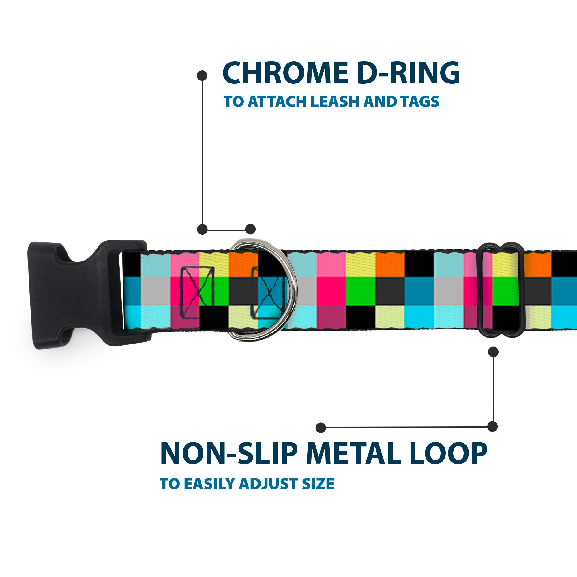 Plastic Clip Collar - Checker Bright Pastel Plastic Clip Collars Buckle-Down