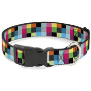 Plastic Clip Collar - Checker Bright Pastel Plastic Clip Collars Buckle-Down