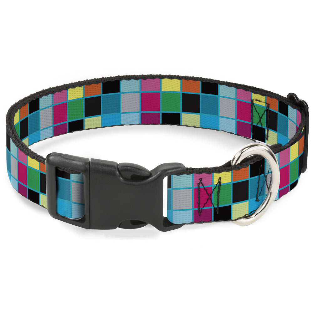 Plastic Clip Collar - Checker Bright Pastel w/Outline Plastic Clip Collars Buckle-Down