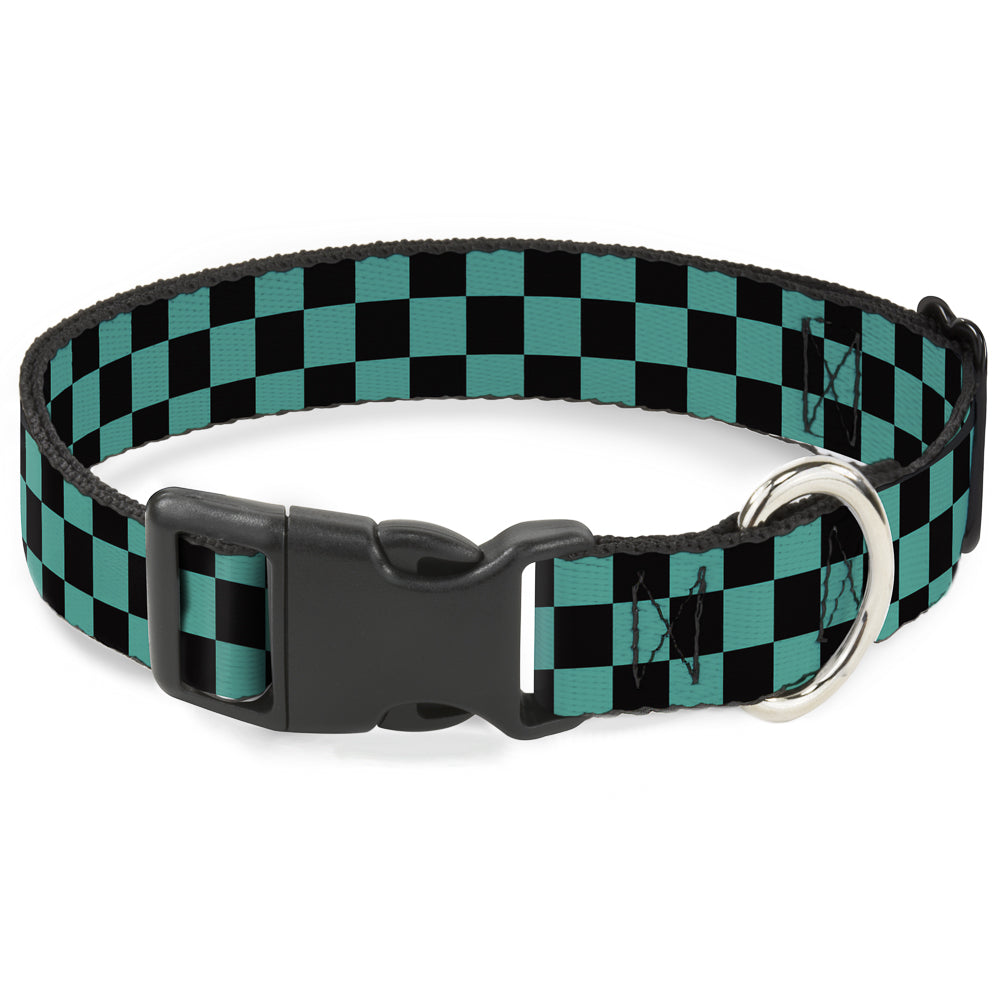 Plastic Clip Collar - Checker Black/Teal Plastic Clip Collars Buckle-Down