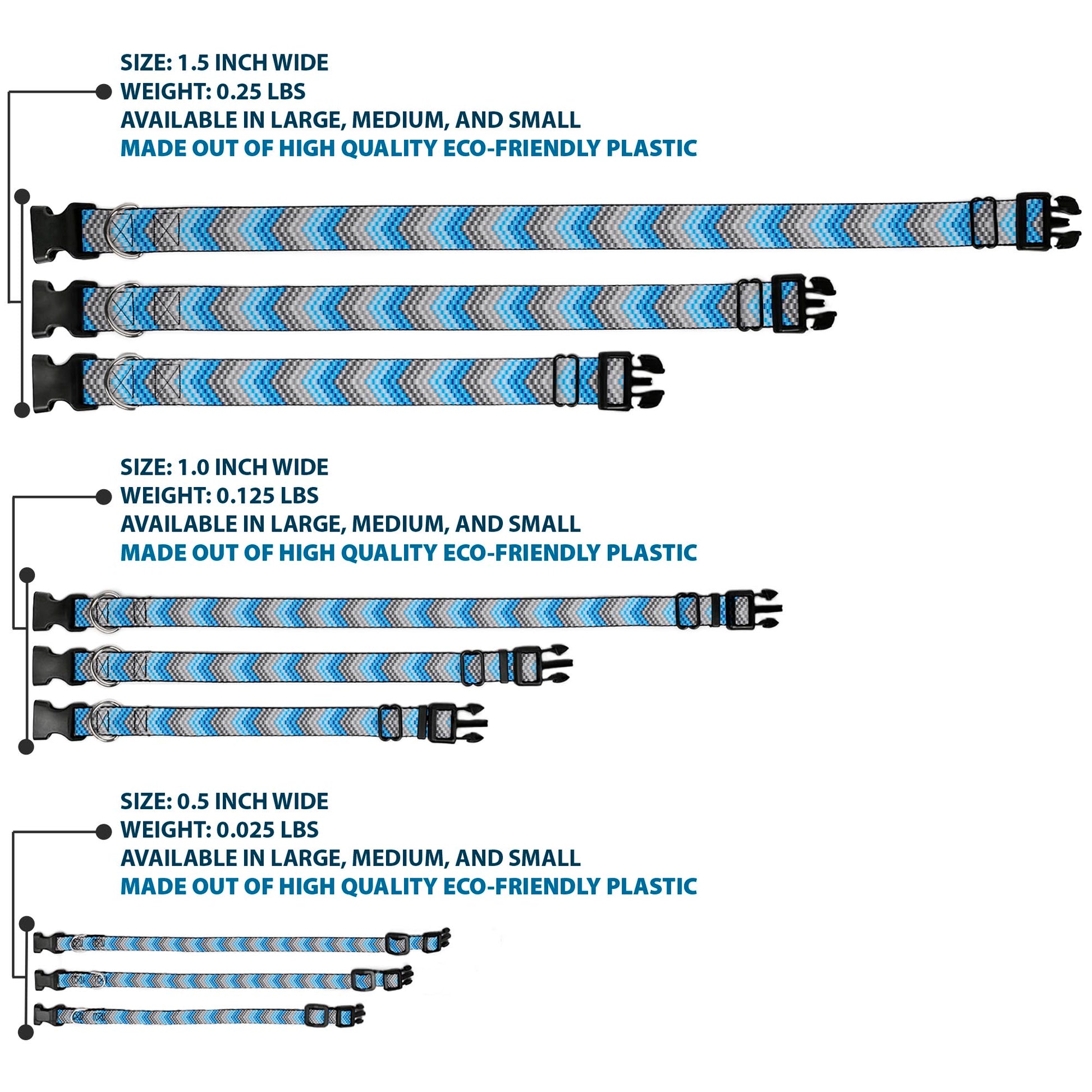Plastic Clip Collar - Chevron Weave Grays/Blues Plastic Clip Collars Buckle-Down