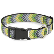 Plastic Clip Collar - Chevron Weave Grays/Yellow/Green Plastic Clip Collars Buckle-Down