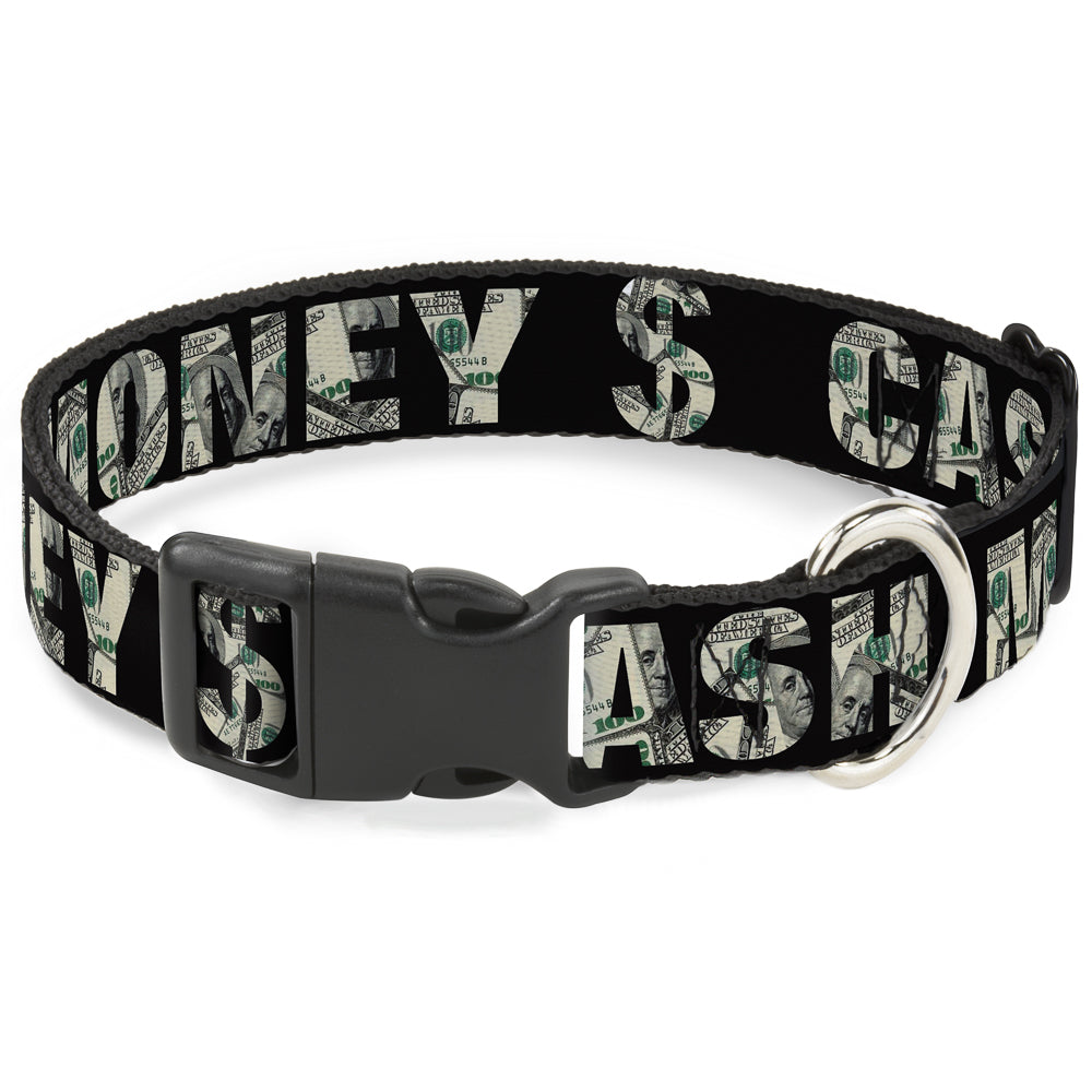 Plastic Clip Collar - CASH MONEY $ Black/Dollars Plastic Clip Collars Buckle-Down