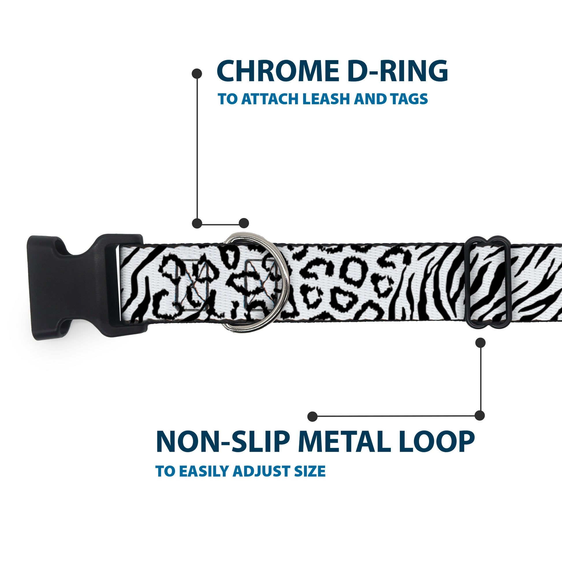 Plastic Clip Collar - Cheebra White/Black Plastic Clip Collars Buckle-Down