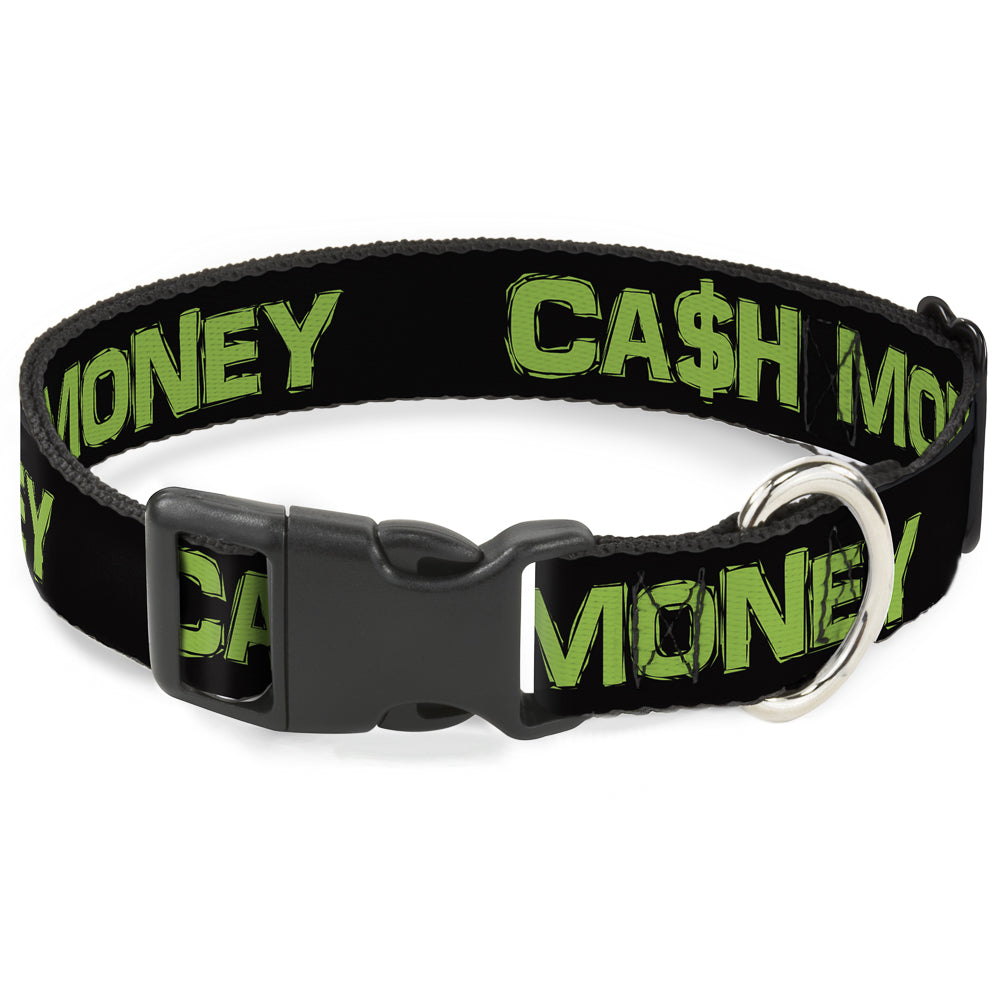 Plastic Clip Collar - CA$H MONEY Black/Green Plastic Clip Collars Buckle-Down