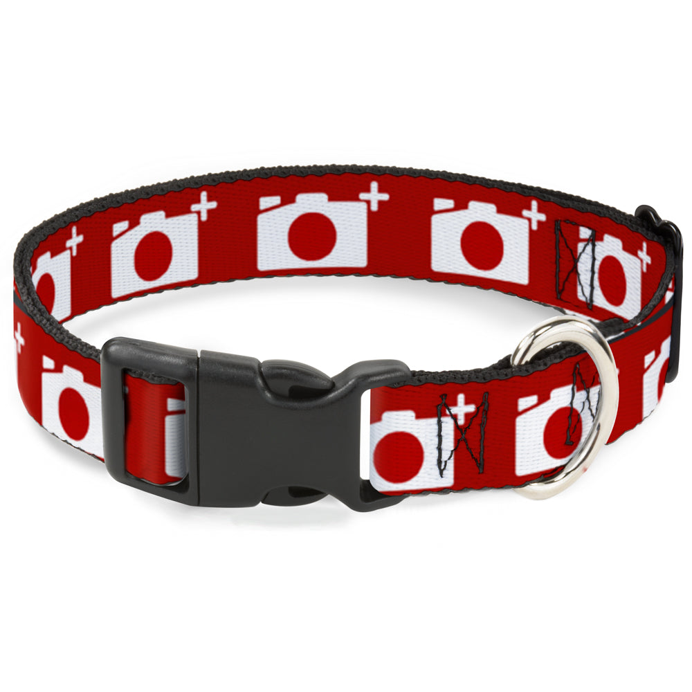 Plastic Clip Collar - Camera Red/White Plastic Clip Collars Buckle-Down