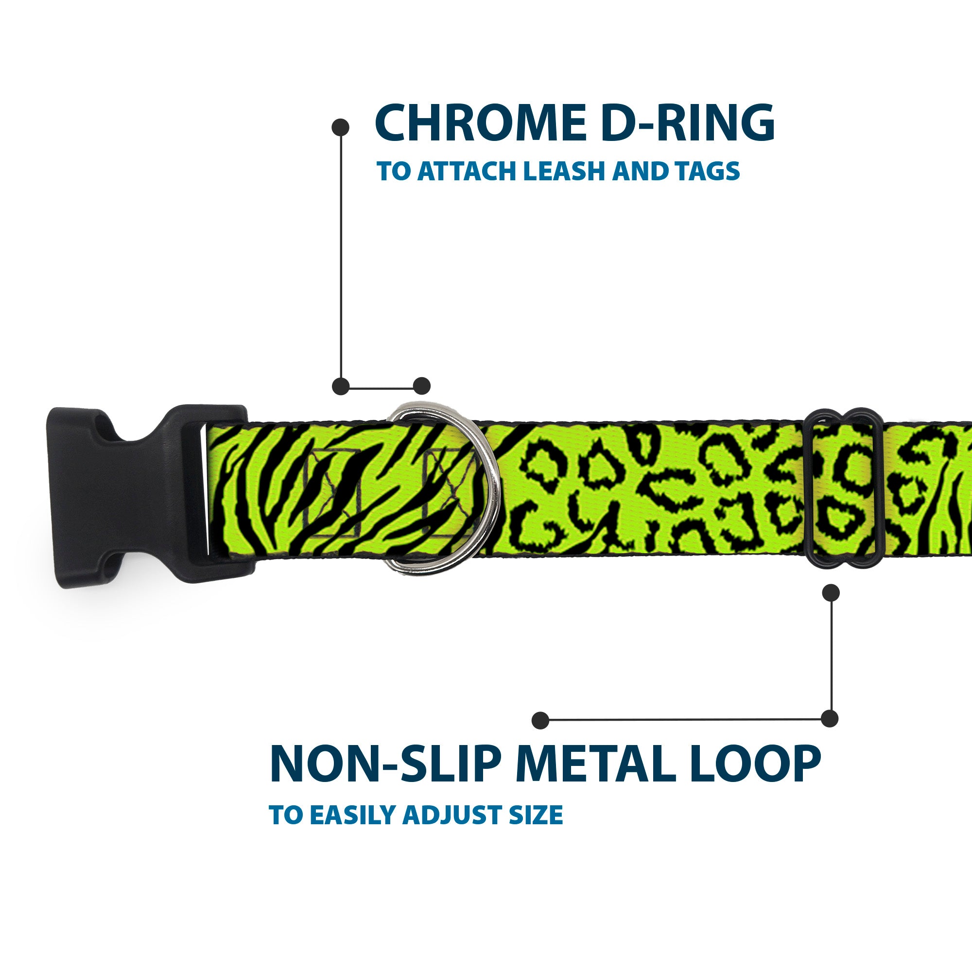 Plastic Clip Collar - Cheebra Green/Black Plastic Clip Collars Buckle-Down