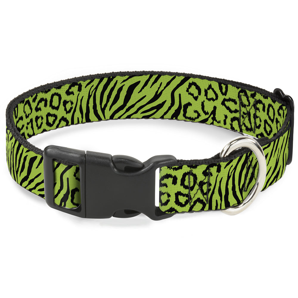 Plastic Clip Collar - Cheebra Green/Black Plastic Clip Collars Buckle-Down