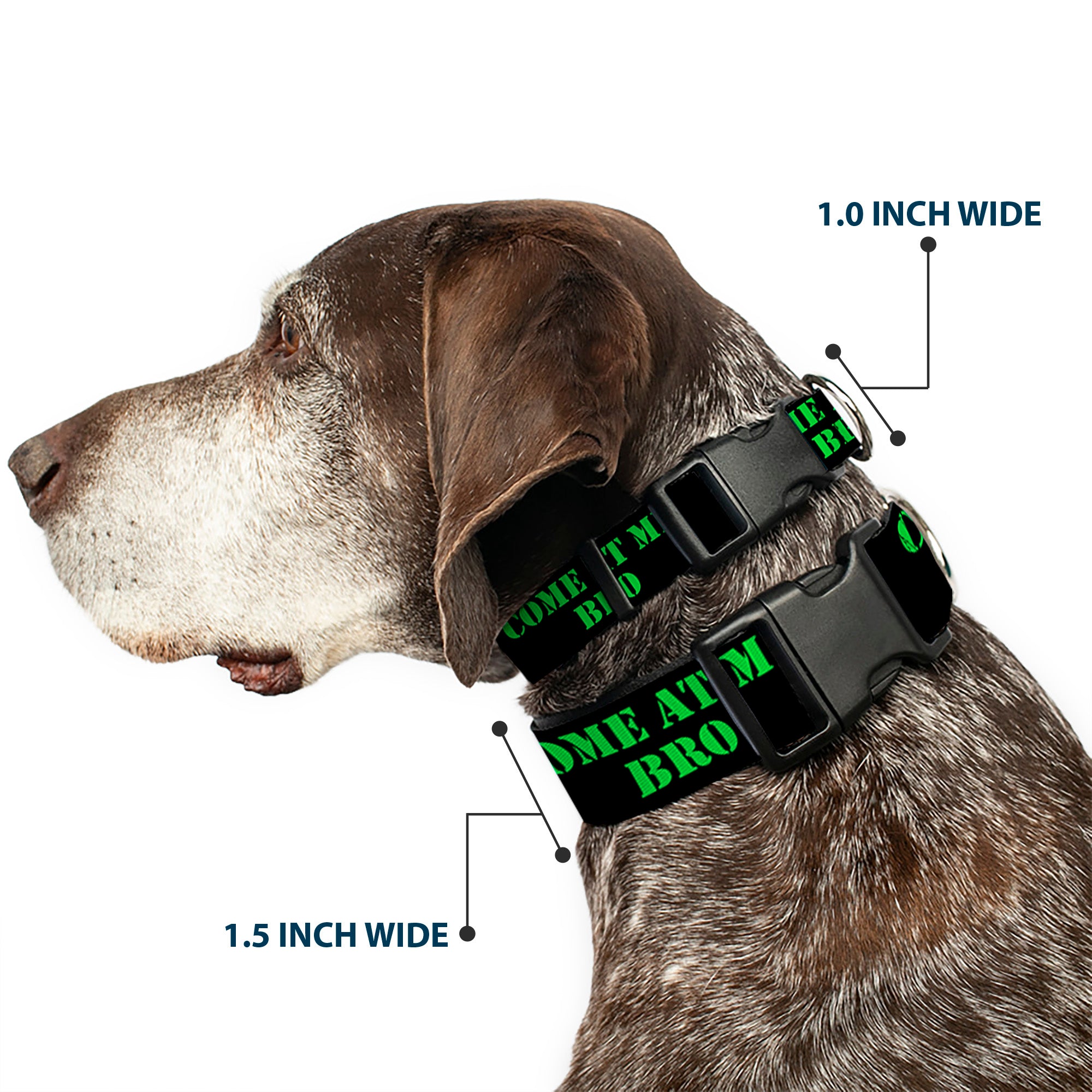 Plastic Clip Collar - COME AT ME-BRO Black/Green Stencil Plastic Clip Collars Buckle-Down
