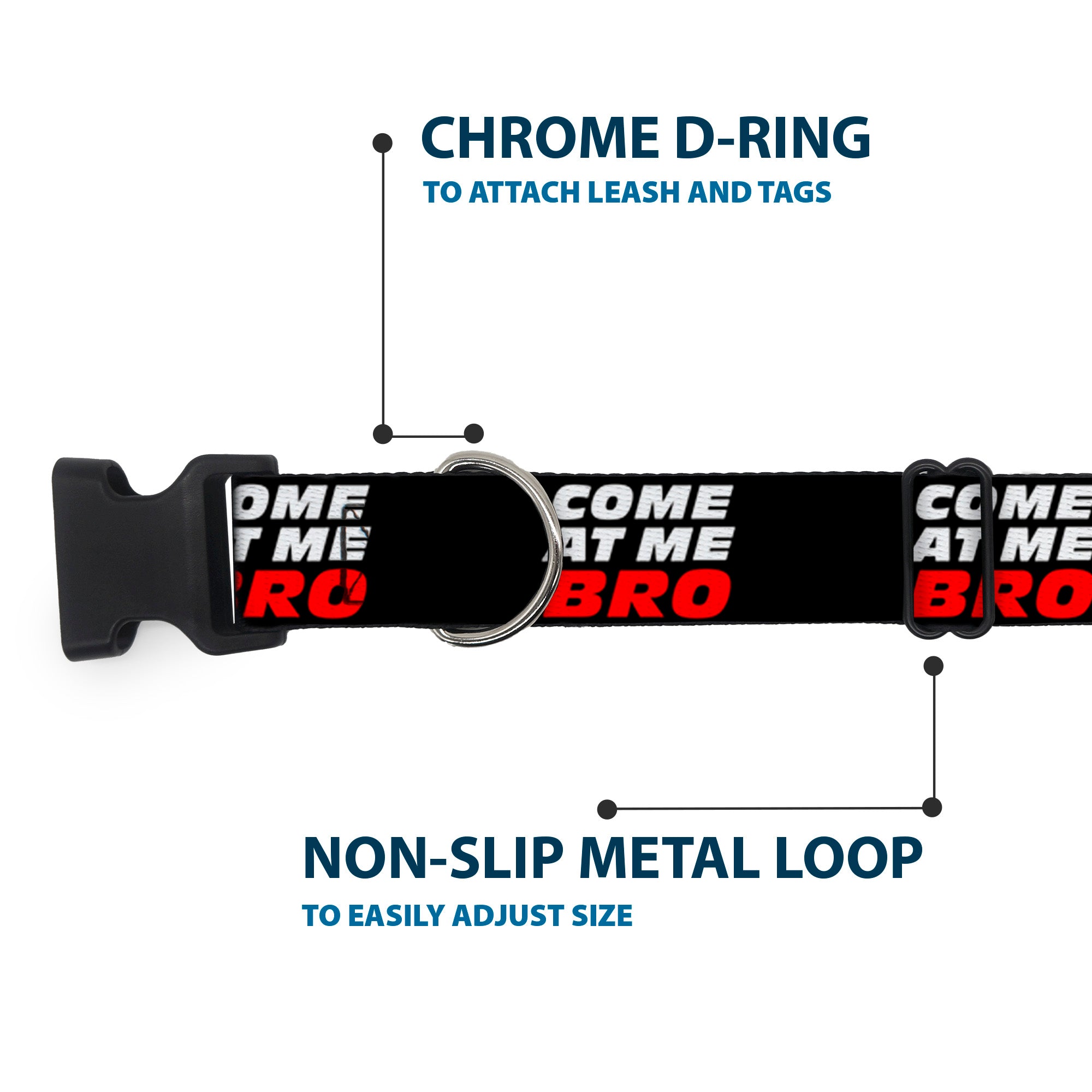 Plastic Clip Collar - COME-AT ME-BRO Black/White/Red Plastic Clip Collars Buckle-Down