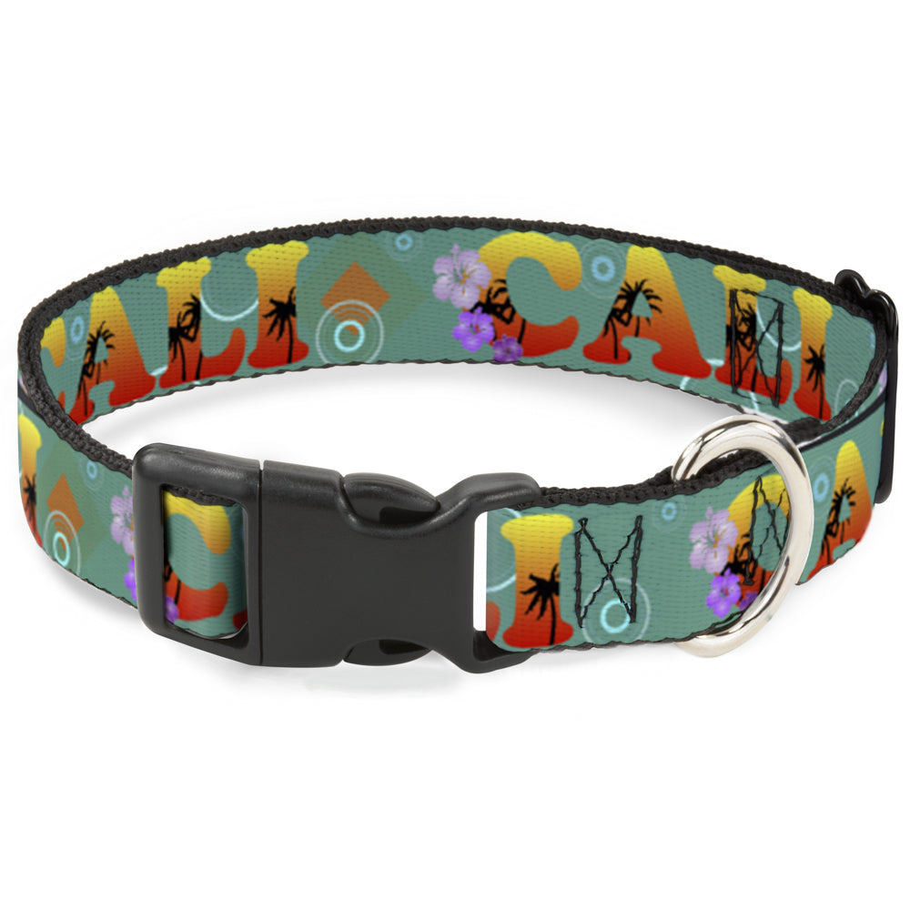 Plastic Clip Collar - CALI Tropical Aqua/Multi Color Plastic Clip Collars Buckle-Down