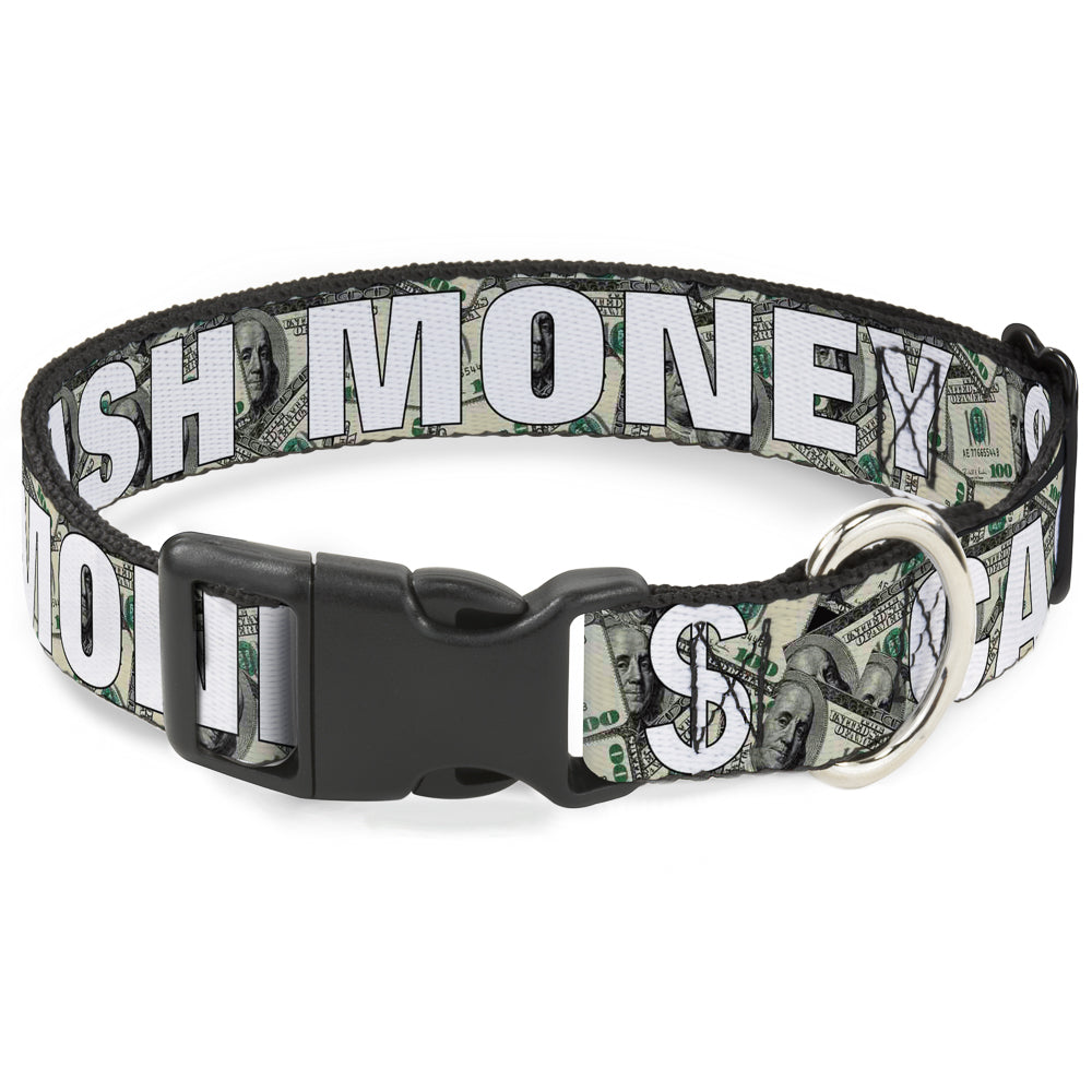Plastic Clip Collar - CASH MONEY $ Dollars/White Plastic Clip Collars Buckle-Down