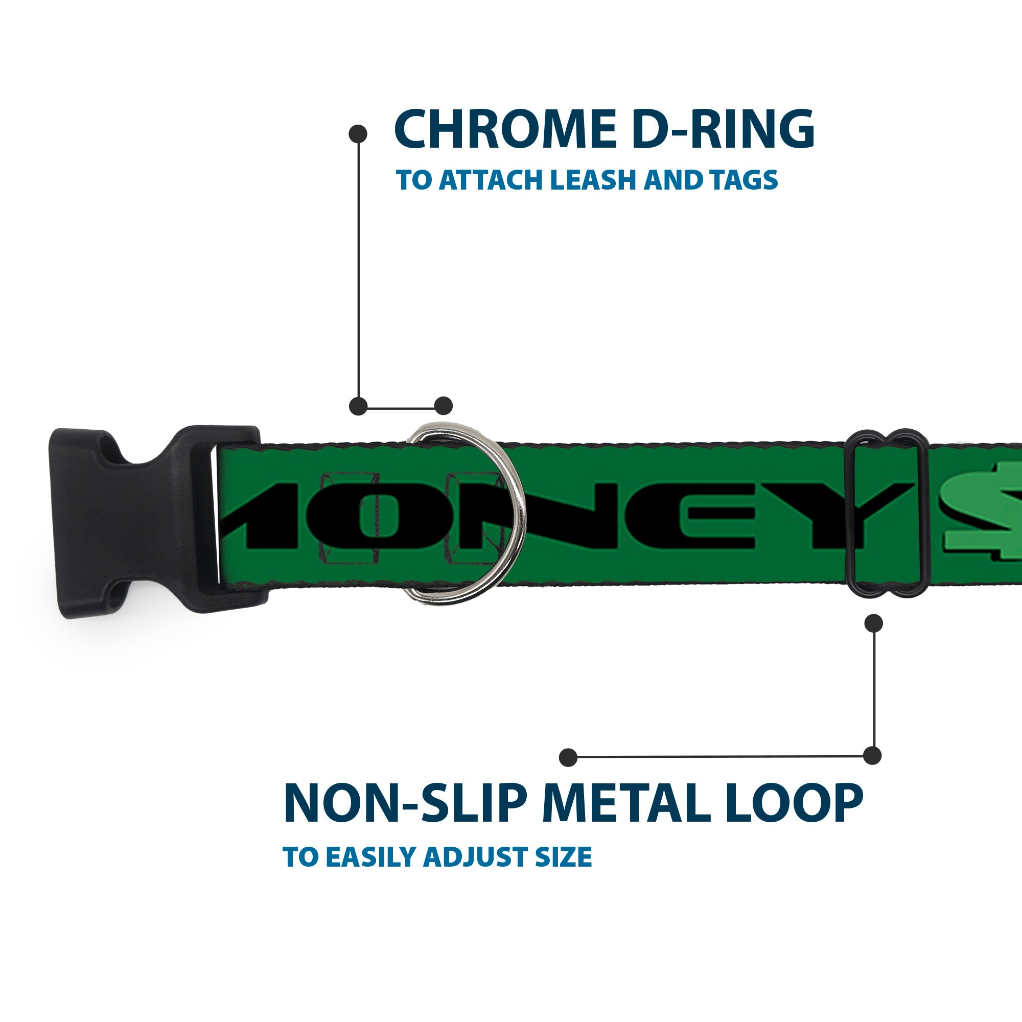 Plastic Clip Collar - CASH MONEY $ Green/Black Plastic Clip Collars Buckle-Down