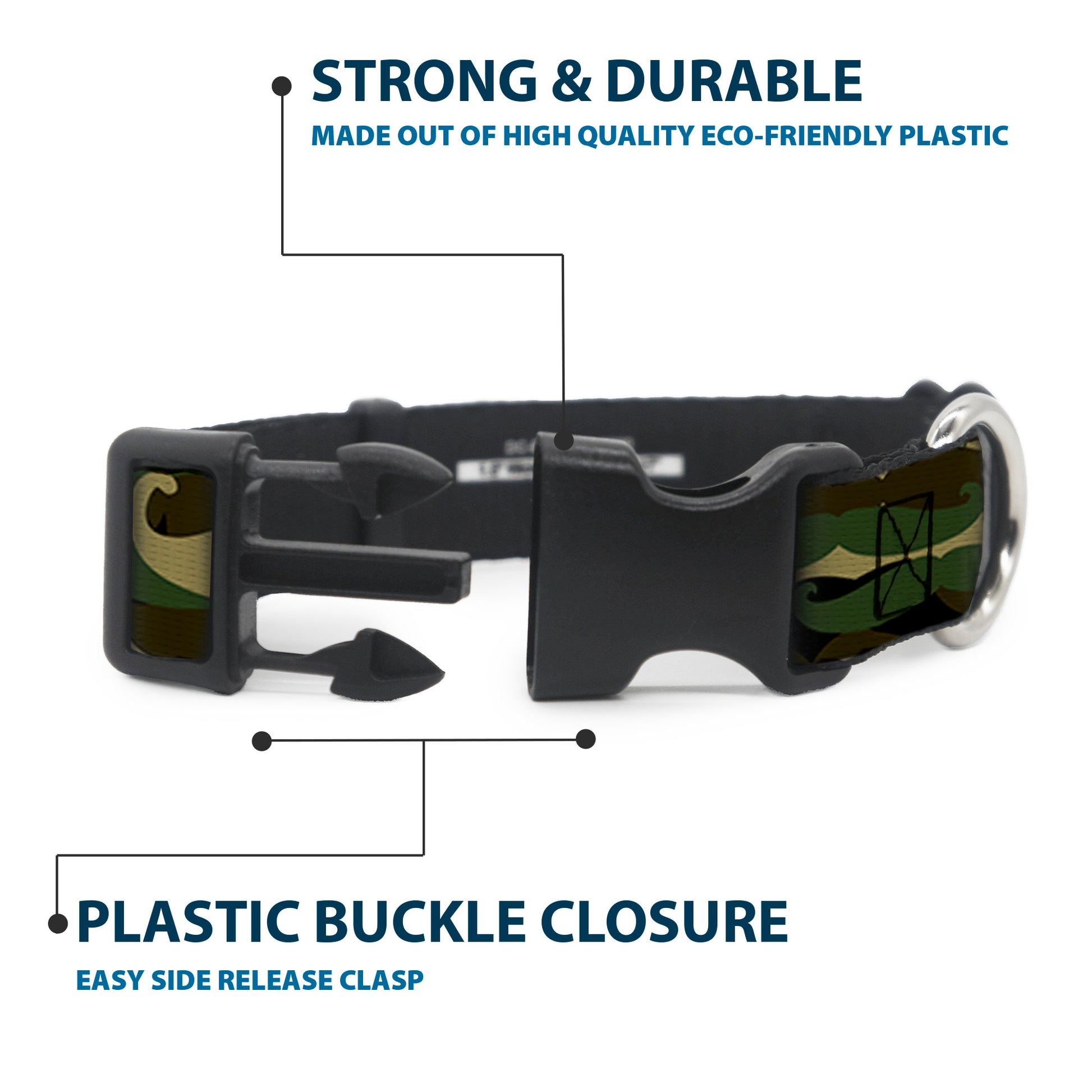 Plastic Clip Collar - Camo'stache Plastic Clip Collars Buckle-Down