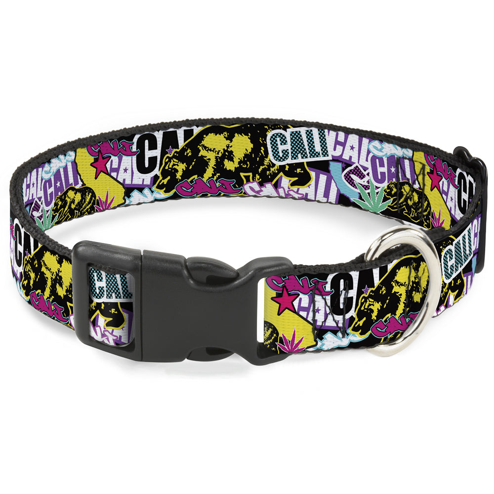 Plastic Clip Collar - Cali Bear/CALI Graffiti/Pot Leaves Black/Multi Color Plastic Clip Collars Buckle-Down