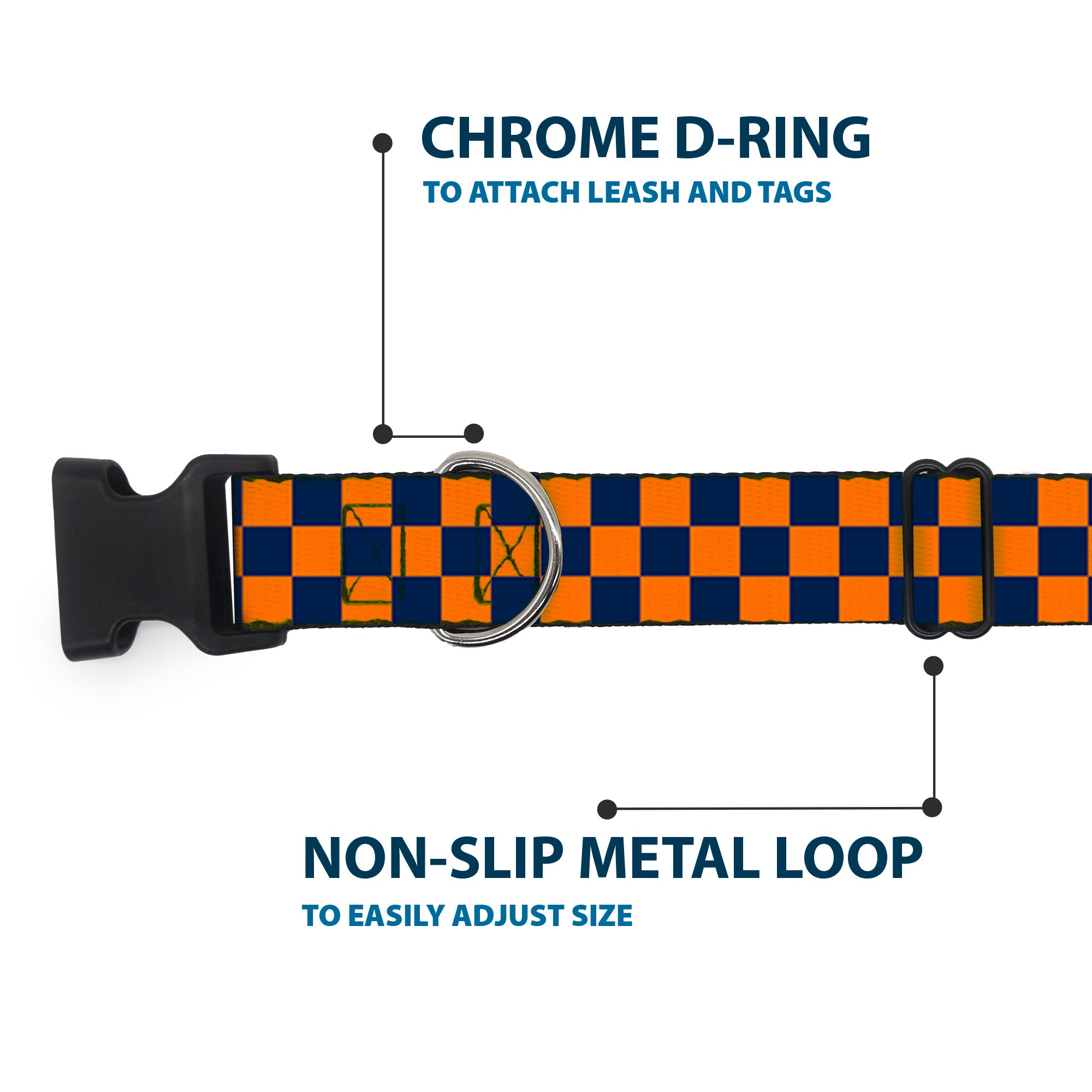 Plastic Clip Collar - Checker Orange/Dark Blue Plastic Clip Collars Buckle-Down