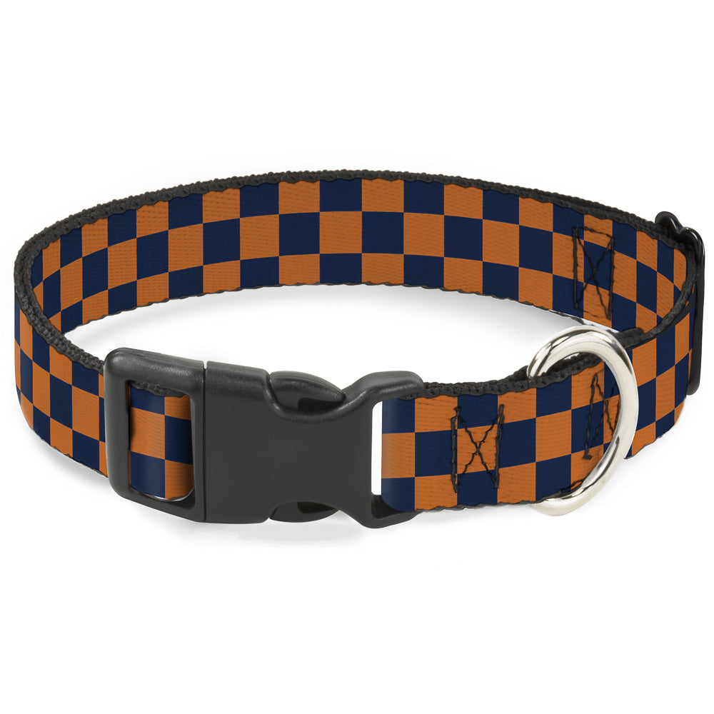 Plastic Clip Collar - Checker Orange/Dark Blue Plastic Clip Collars Buckle-Down