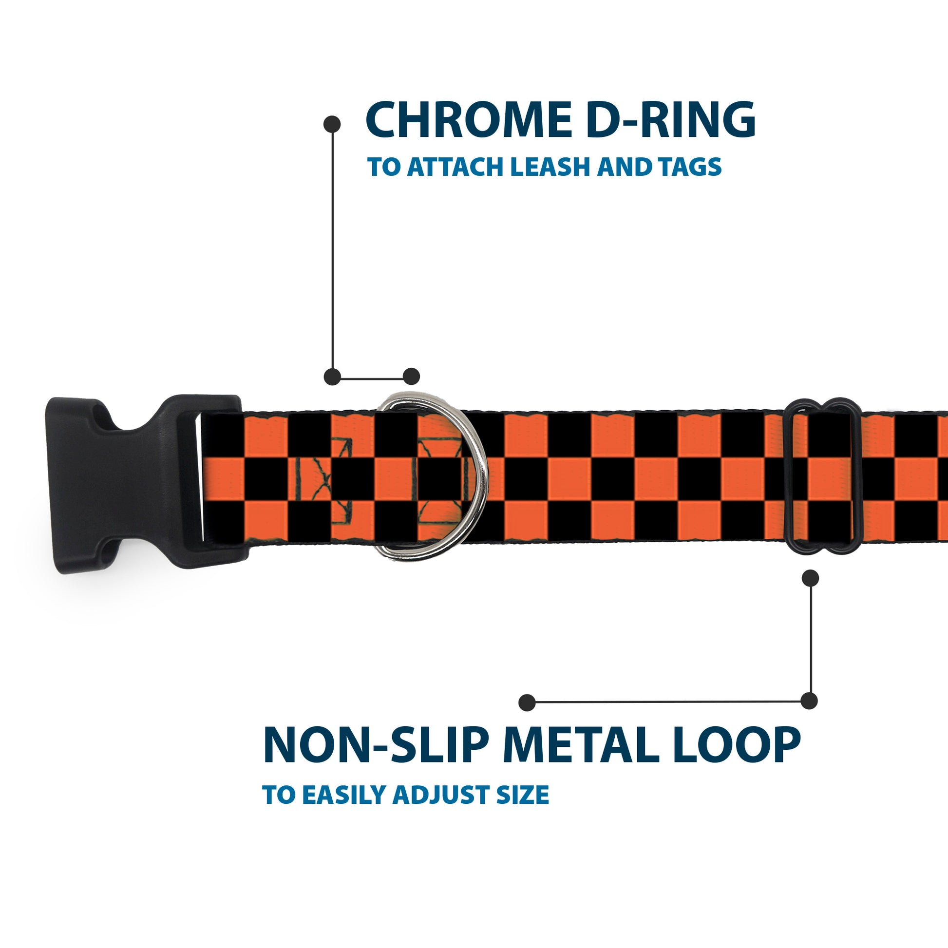 Plastic Clip Collar - Checker Black/Orange Plastic Clip Collars Buckle-Down