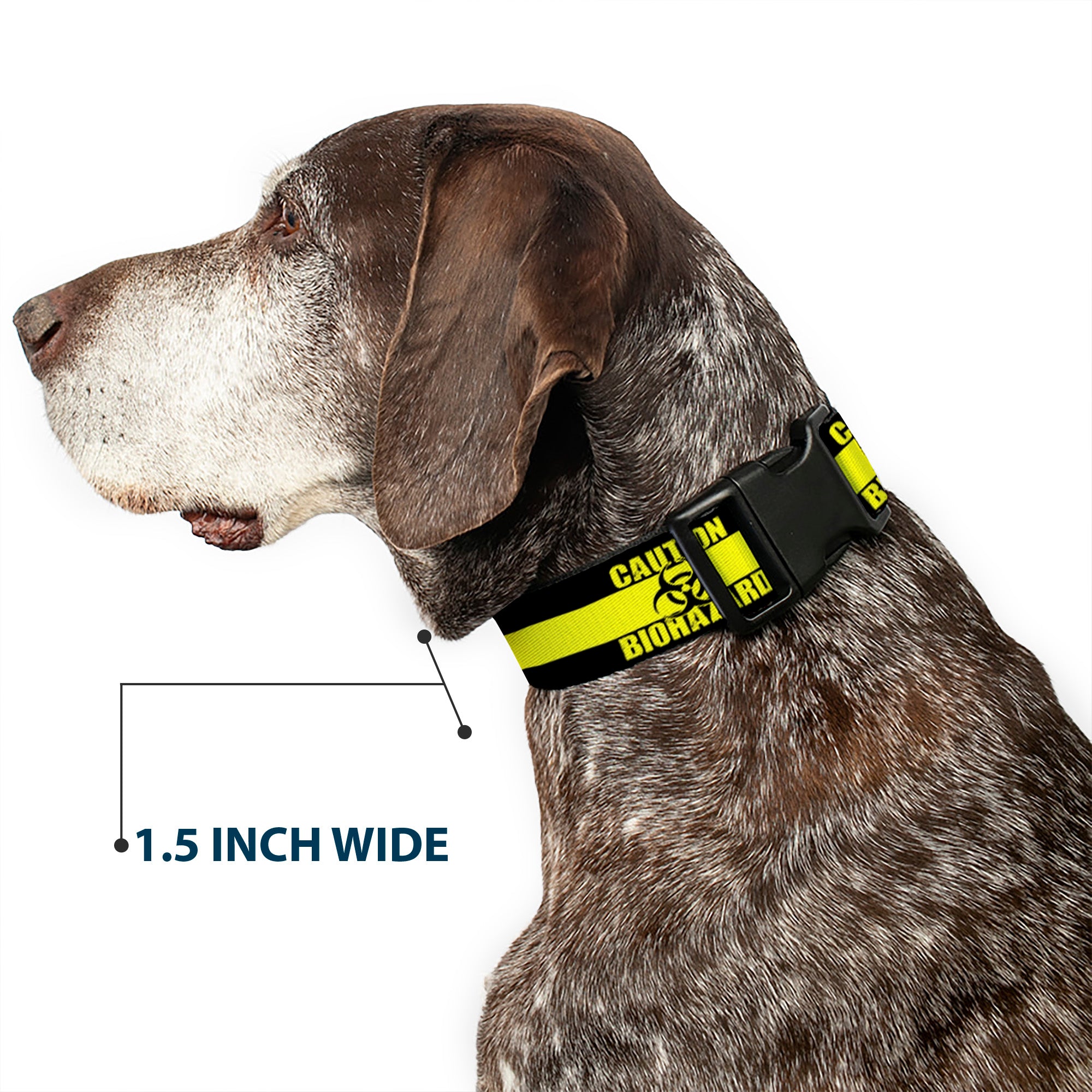 Plastic Clip Collar - CAUTION BIOHAZARD Black/Yellow Plastic Clip Collars Buckle-Down