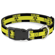 Plastic Clip Collar - CAUTION BIOHAZARD Black/Yellow Plastic Clip Collars Buckle-Down