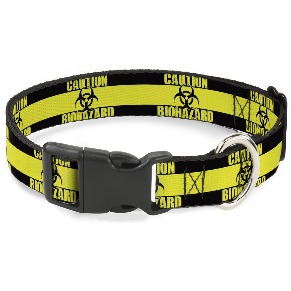 Plastic Clip Collar - CAUTION BIOHAZARD Black/Yellow Plastic Clip Collars Buckle-Down