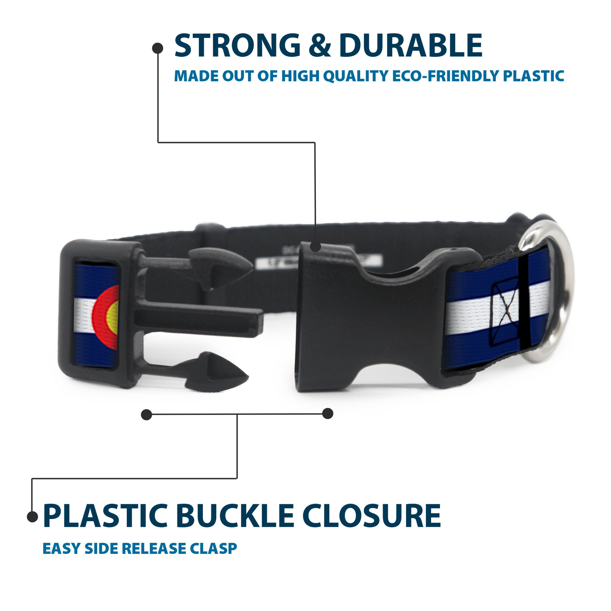 Plastic Clip Collar - Colorado Flags Plastic Clip Collars Buckle-Down
