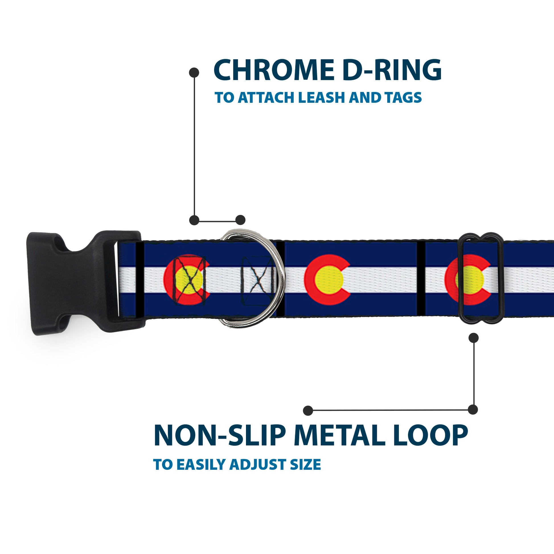 Plastic Clip Collar - Colorado Flags Plastic Clip Collars Buckle-Down