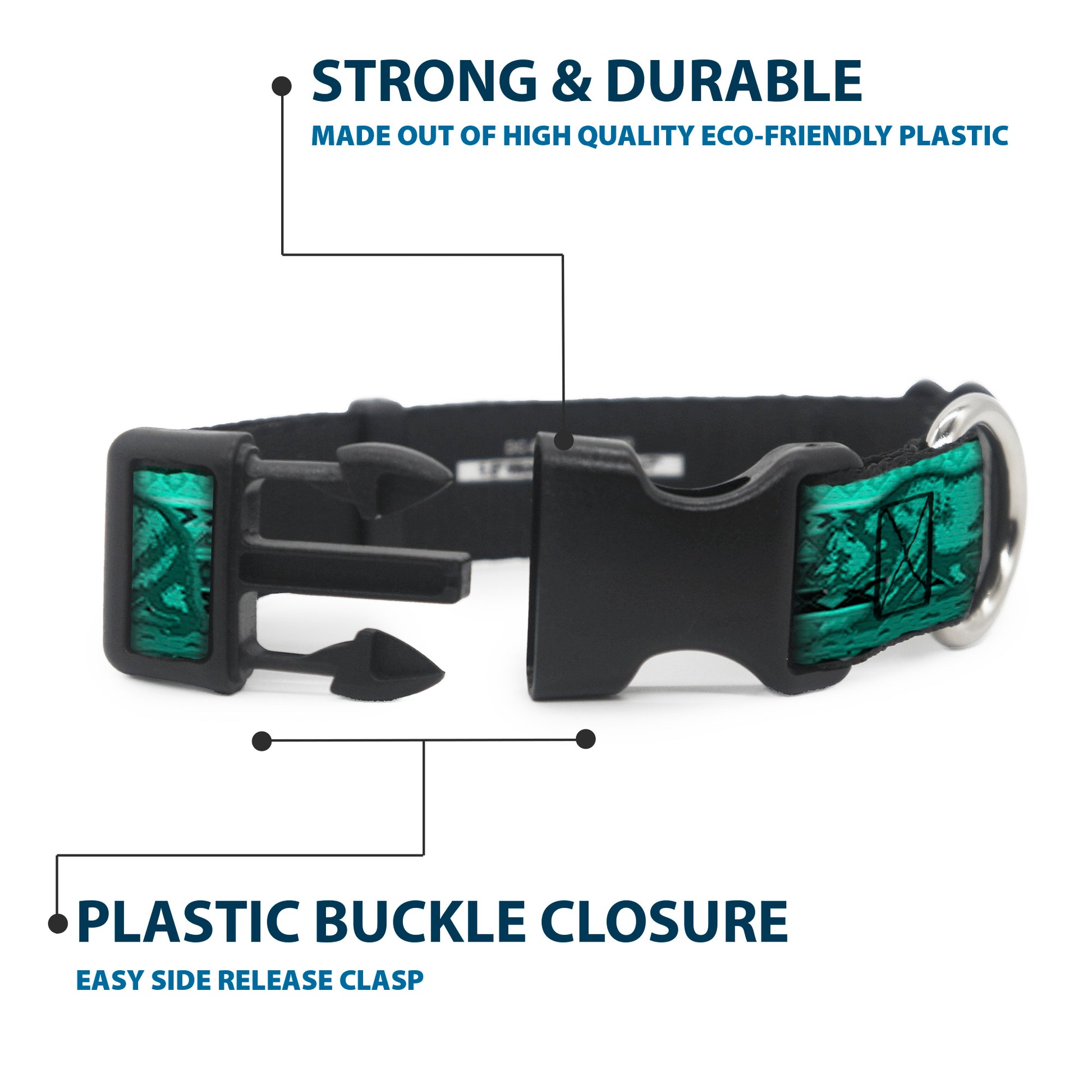 Plastic Clip Collar - Cali Bear/Palm Trees/Geometric Green Plastic Clip Collars Buckle-Down