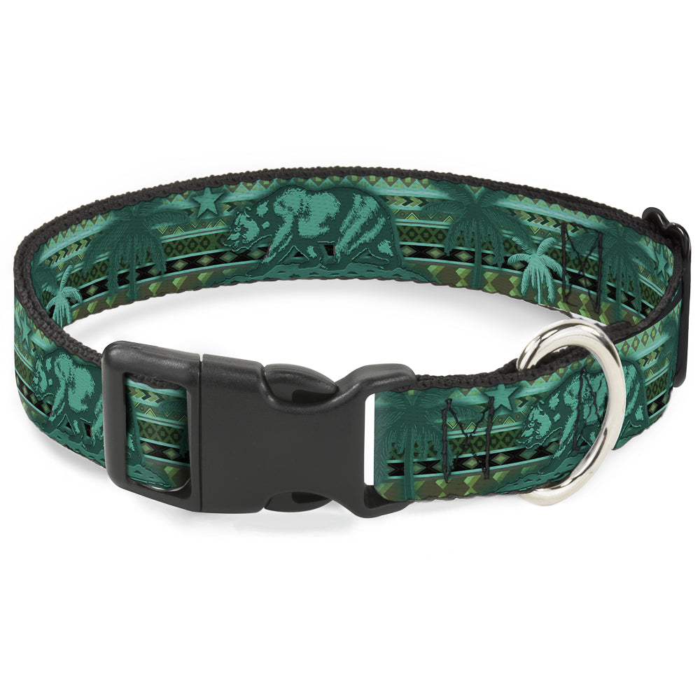 Plastic Clip Collar - Cali Bear/Palm Trees/Geometric Green Plastic Clip Collars Buckle-Down