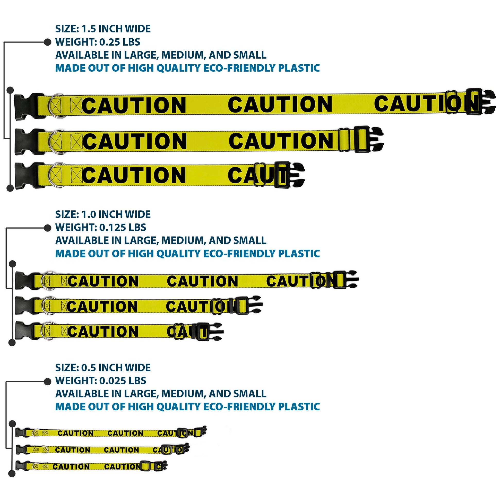 Plastic Clip Collar - CAUTION Yellow/Black Plastic Clip Collars Buckle-Down