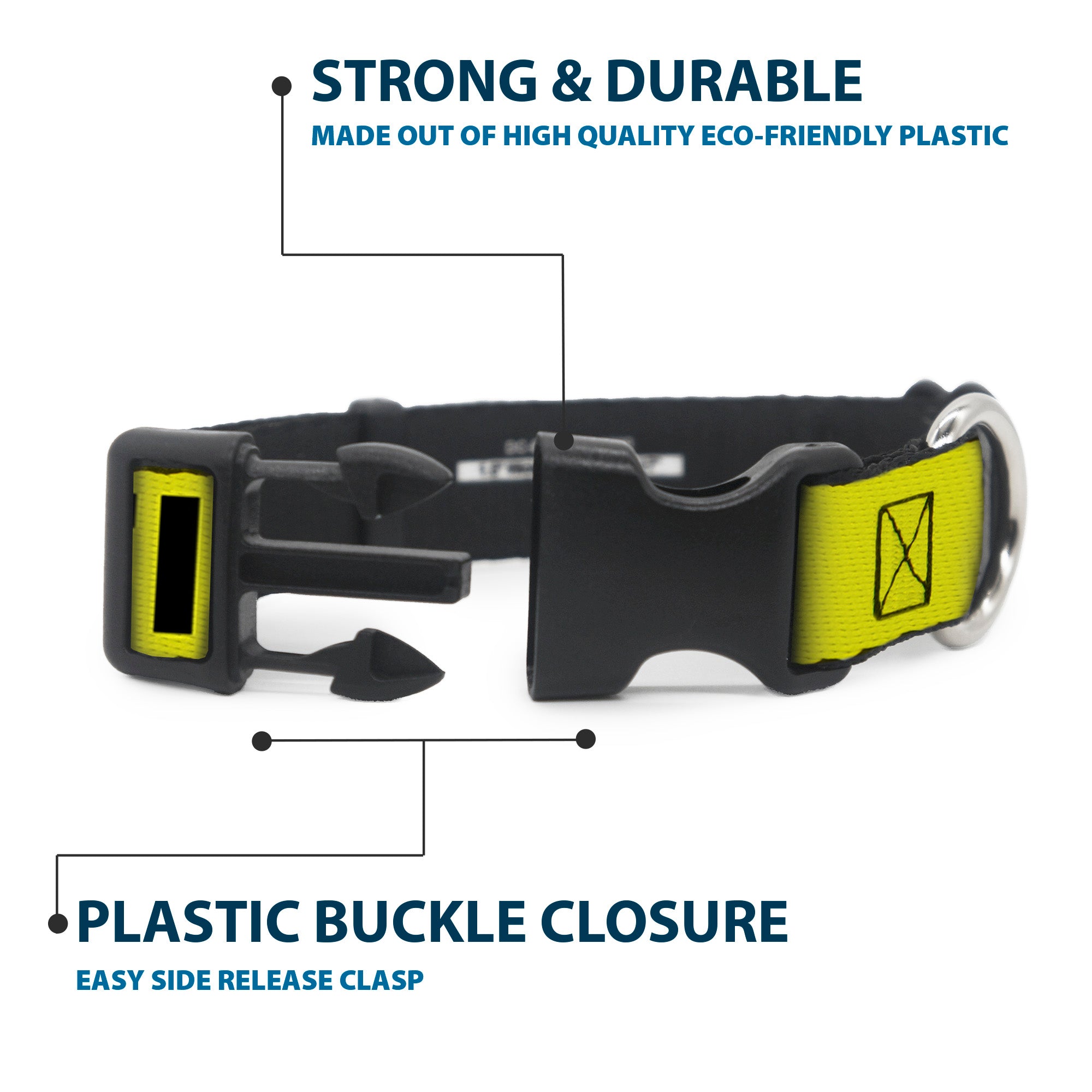 Plastic Clip Collar - CAUTION Yellow/Black Plastic Clip Collars Buckle-Down