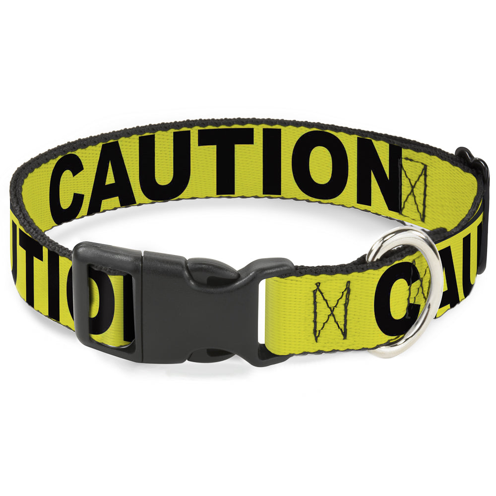 Plastic Clip Collar - CAUTION Yellow/Black Plastic Clip Collars Buckle-Down