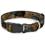 Plastic Clip Collar - Cali License Plates Stacked Vintage Plastic Clip Collars Buckle-Down