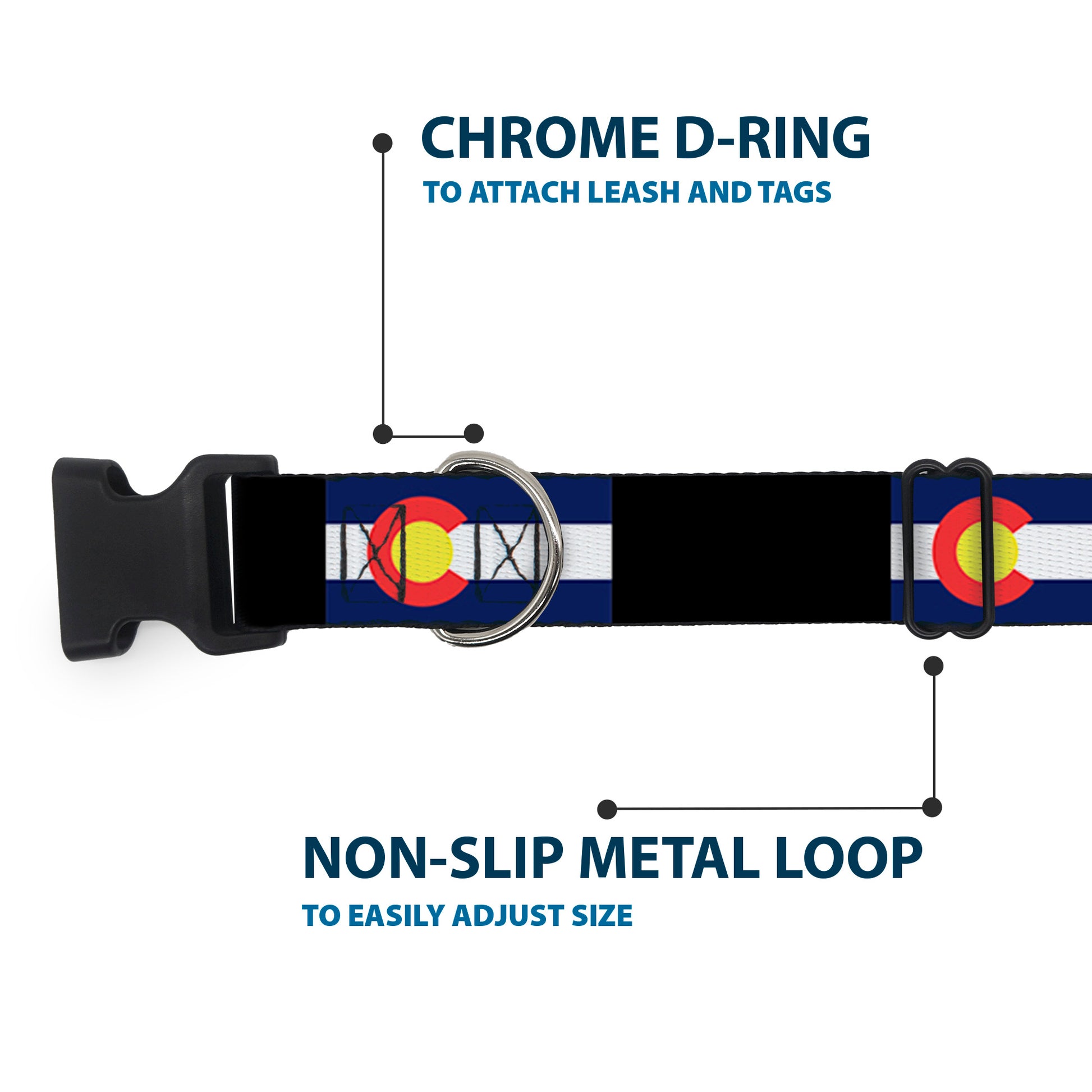 Plastic Clip Collar - Colorado Flags3/Black Plastic Clip Collars Buckle-Down