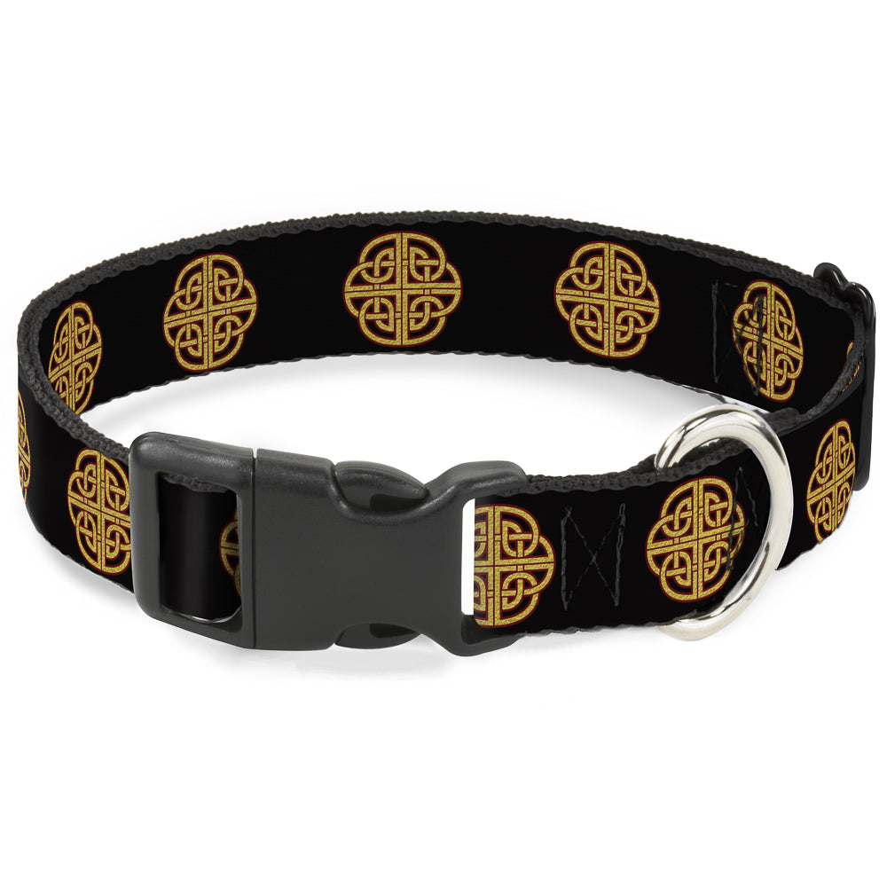 Plastic Clip Collar - Celtic Knot Black/Burgundy/Gold Plastic Clip Collars Buckle-Down