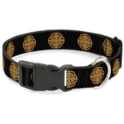 Plastic Clip Collar - Celtic Knot Black/Burgundy/Gold Plastic Clip Collars Buckle-Down
