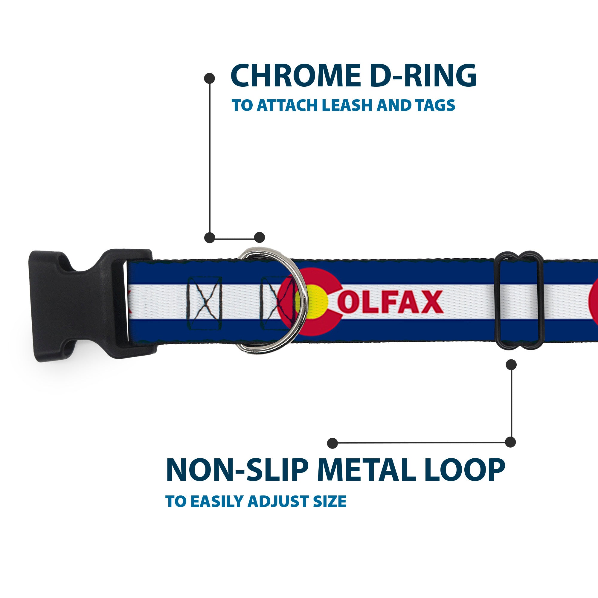 Plastic Clip Collar - Colfax Colorado Flag Plastic Clip Collars Buckle-Down