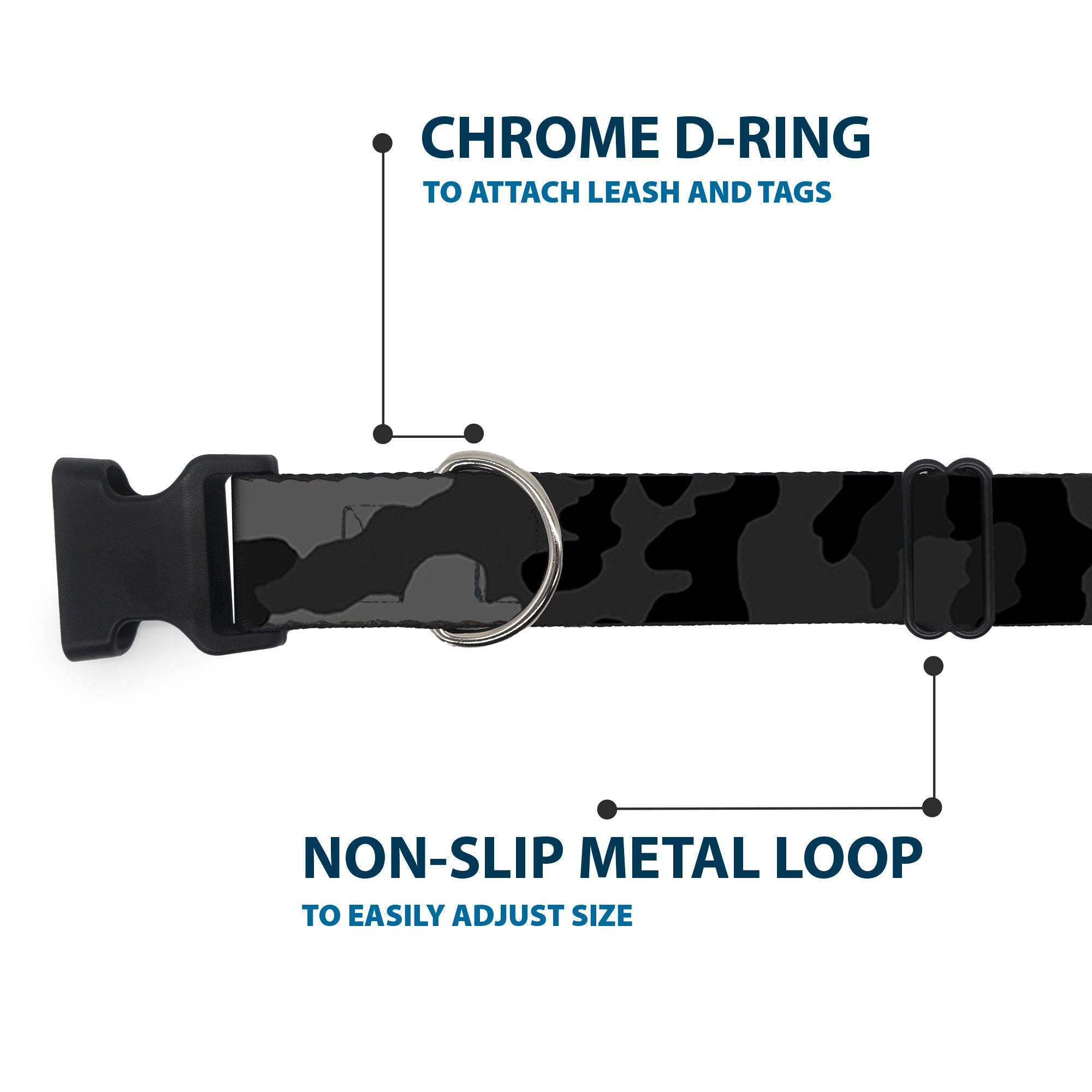Plastic Clip Collar - Camo Charcoal Plastic Clip Collars Buckle-Down