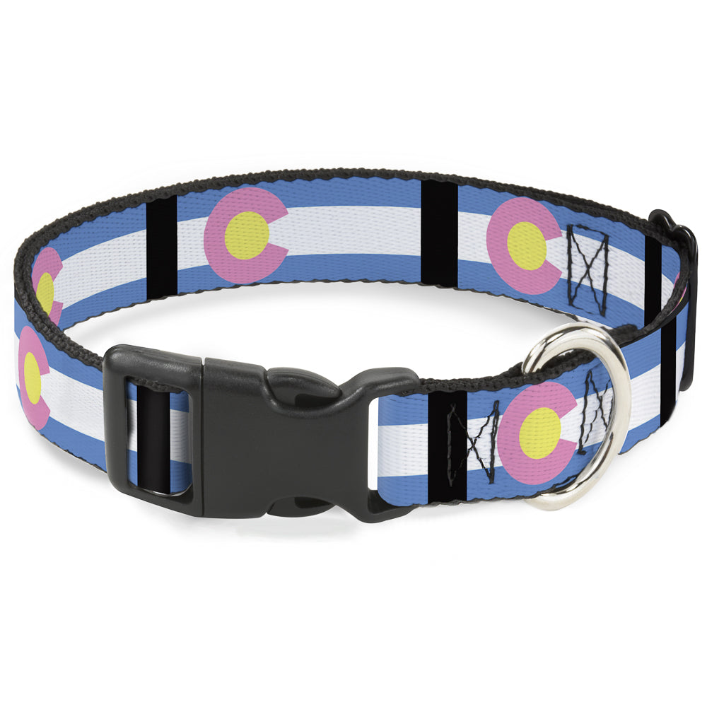 Plastic Clip Collar - Colorado Flags Pastel Plastic Clip Collars Buckle-Down