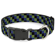 Plastic Clip Collar - Checker Trio Green/Black/Blue Plastic Clip Collars Buckle-Down