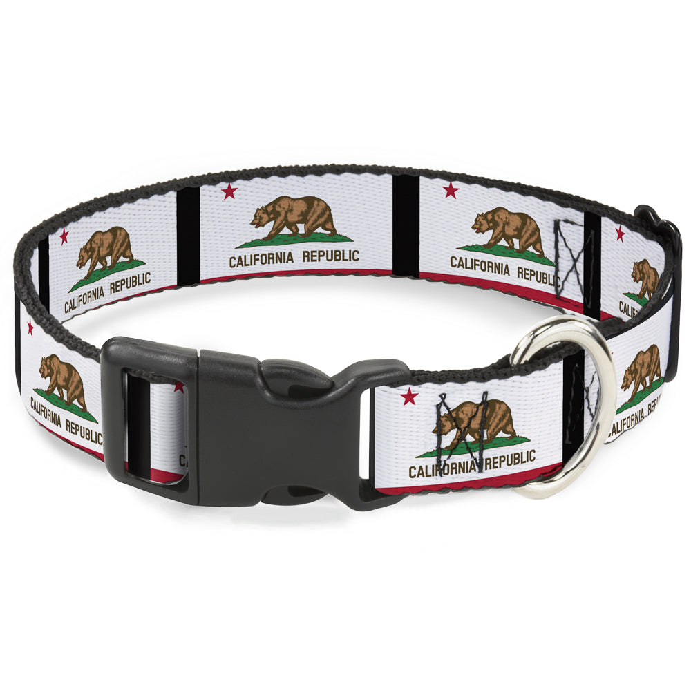 Plastic Clip Collar - California Flag Repeat/Black Plastic Clip Collars Buckle-Down
