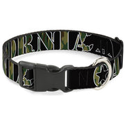 Plastic Clip Collar - CALIFORNIA/Bear Silhouette Black/Camo Olive Plastic Clip Collars Buckle-Down