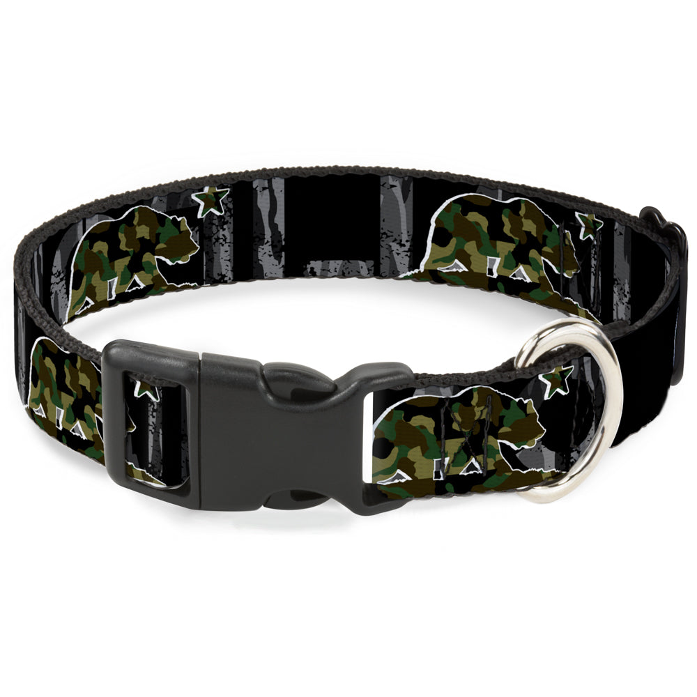 Plastic Clip Collar - CALIFORNIA/Flag Bear Black/Camo Gray/Camo Olive Plastic Clip Collars Buckle-Down