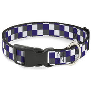 Plastic Clip Collar - Checker Gray/Purple/White Plastic Clip Collars Buckle-Down