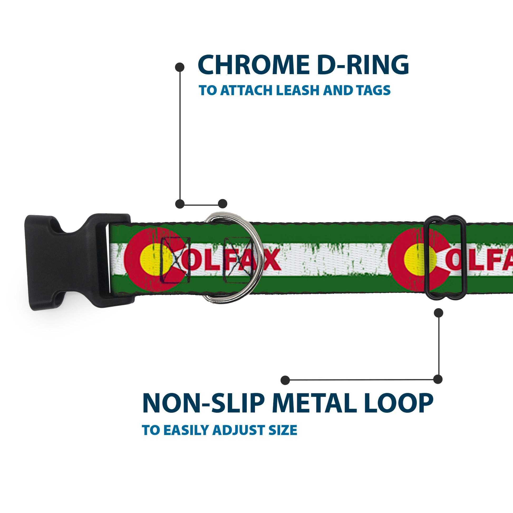 Plastic Clip Collar - COLFAX Green Stripe Weathered Plastic Clip Collars Buckle-Down